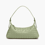 Vegan Leather Woven Shoulder Bag – Elegant Handbag with Adjustable Strap - in Olive | Arvea Bags
