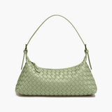 Vegan Leather Woven Shoulder Bag – Elegant Handbag with Adjustable Strap - in Olive | Arvea Bags