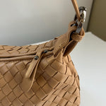 Vegan Leather Woven Shoulder Bag – Elegant Handbag with Adjustable Strap - in Olive | Arvea Bags