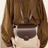 Velindra | Two - Tone Leather Backpack – Minimalist Elegance - in Beige | Arvea Bags