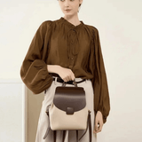 Velindra | Two - Tone Leather Backpack – Minimalist Elegance - in Beige | Arvea Bags