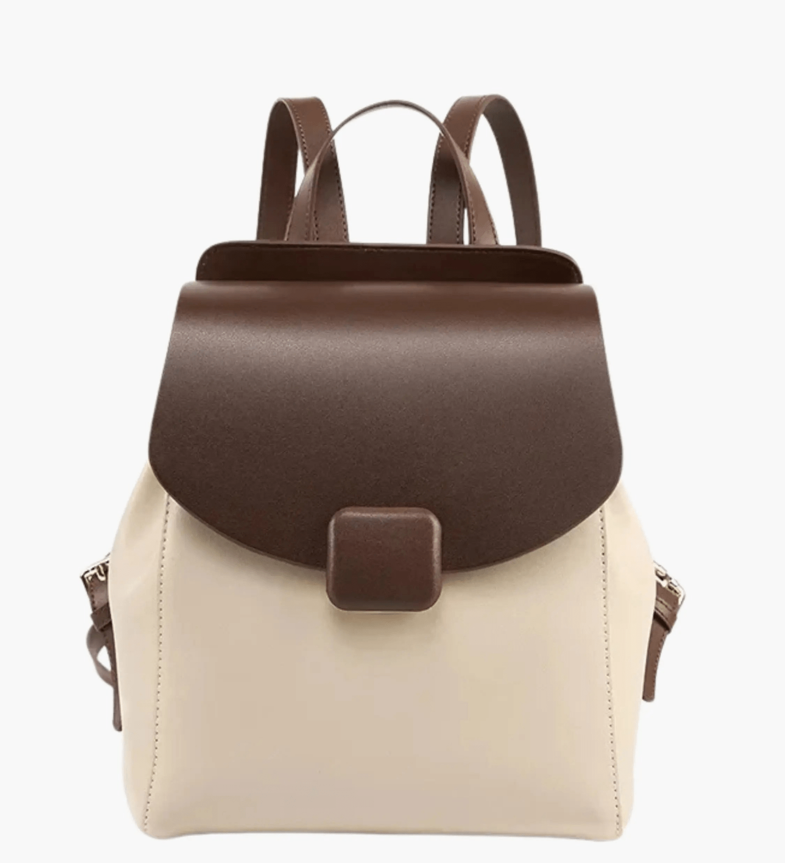 Velindra | Two - Tone Leather Backpack – Minimalist Elegance - in Beige | Arvea Bags