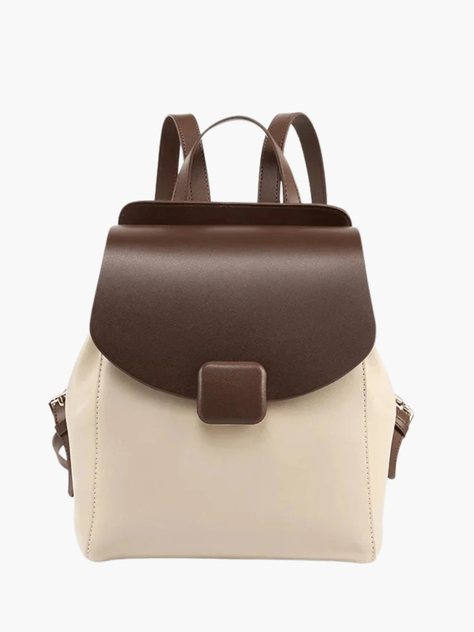 Velindra | Two - Tone Leather Backpack – Minimalist Elegance - in Beige | Arvea Bags