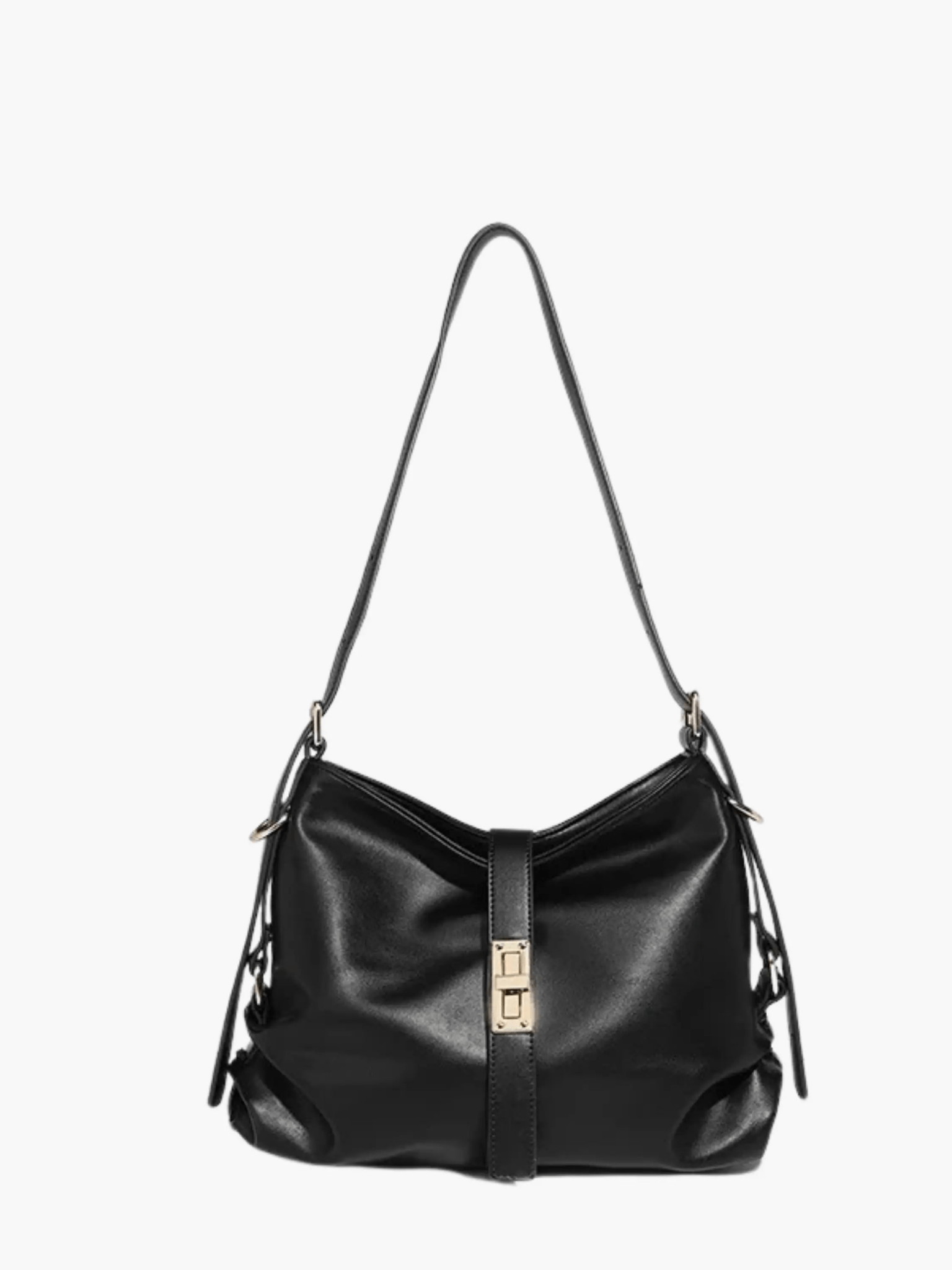 Velithra | Luxe Black Leather Shoulder Bag – Elegant & Versatile - in Black | Arvea Bags