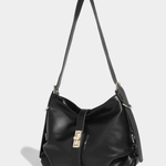 Velithra | Luxe Black Leather Shoulder Bag – Elegant & Versatile - in Black | Arvea Bags