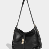 Velithra | Luxe Black Leather Shoulder Bag – Elegant & Versatile - in Black | Arvea Bags