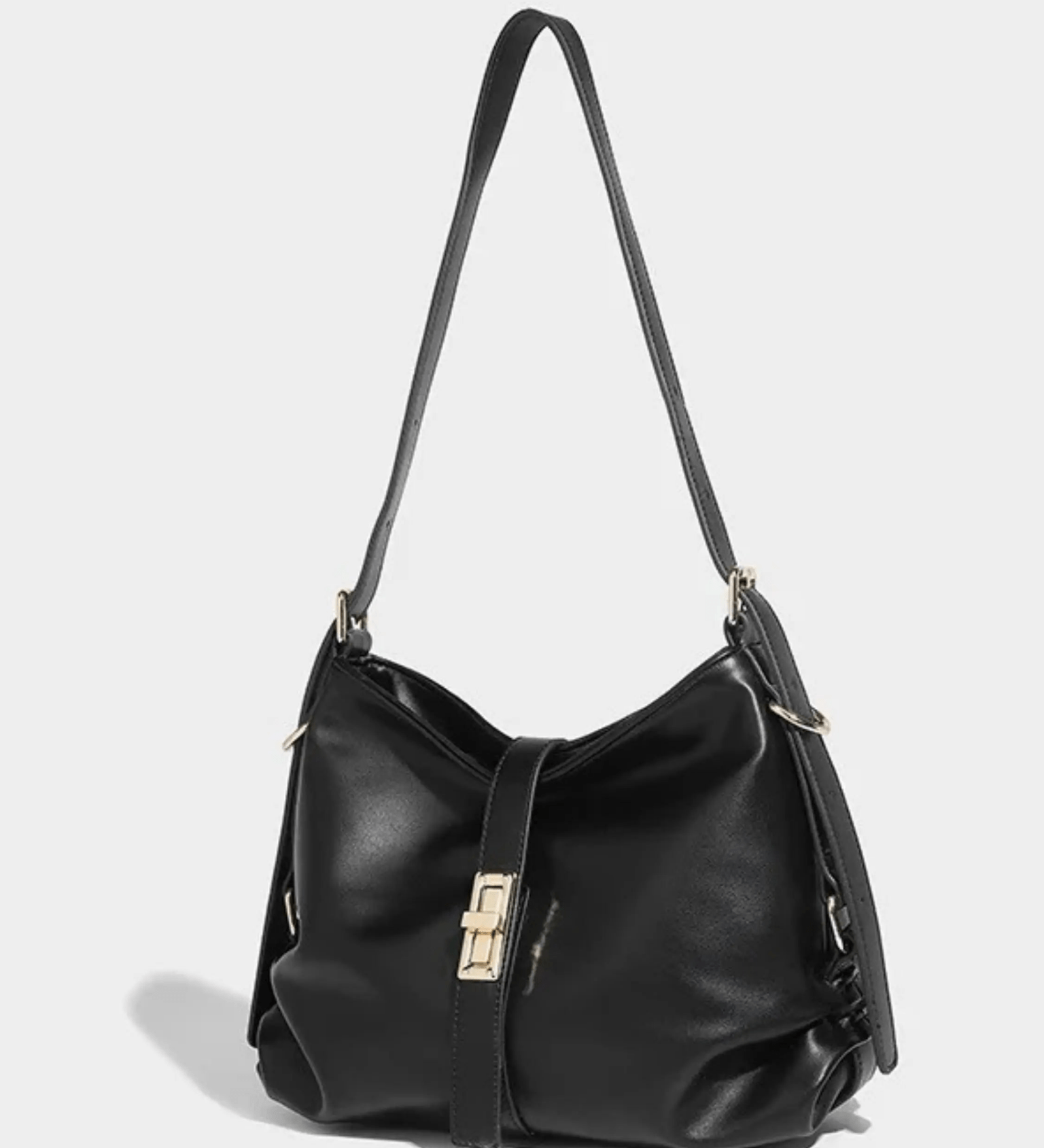 Velithra | Luxe Black Leather Shoulder Bag – Elegant & Versatile - in Black | Arvea Bags
