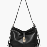 Velithra | Luxe Black Leather Shoulder Bag – Elegant & Versatile - in Black | Arvea Bags
