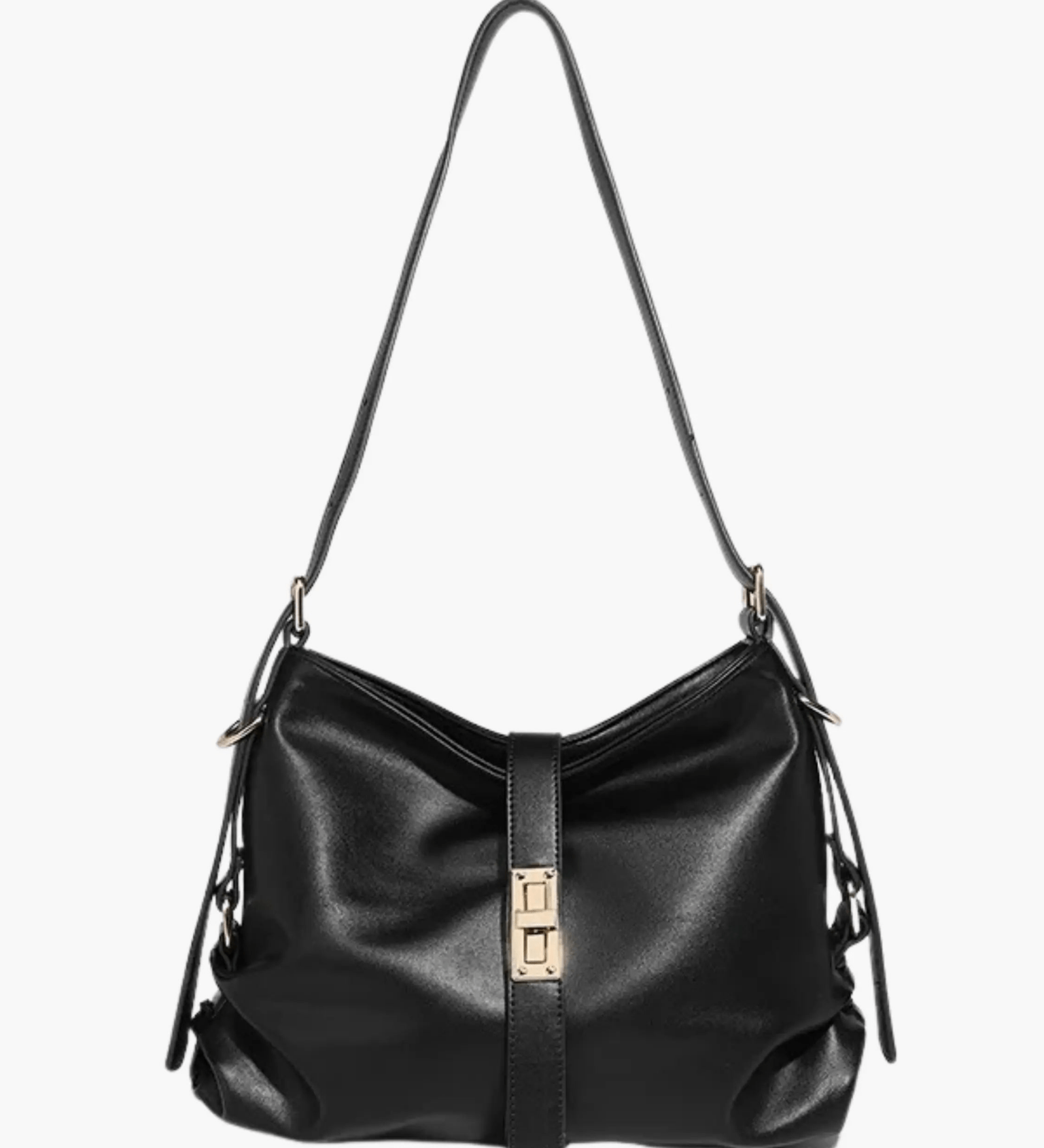 Velithra | Luxe Black Leather Shoulder Bag – Elegant & Versatile - in Black | Arvea Bags