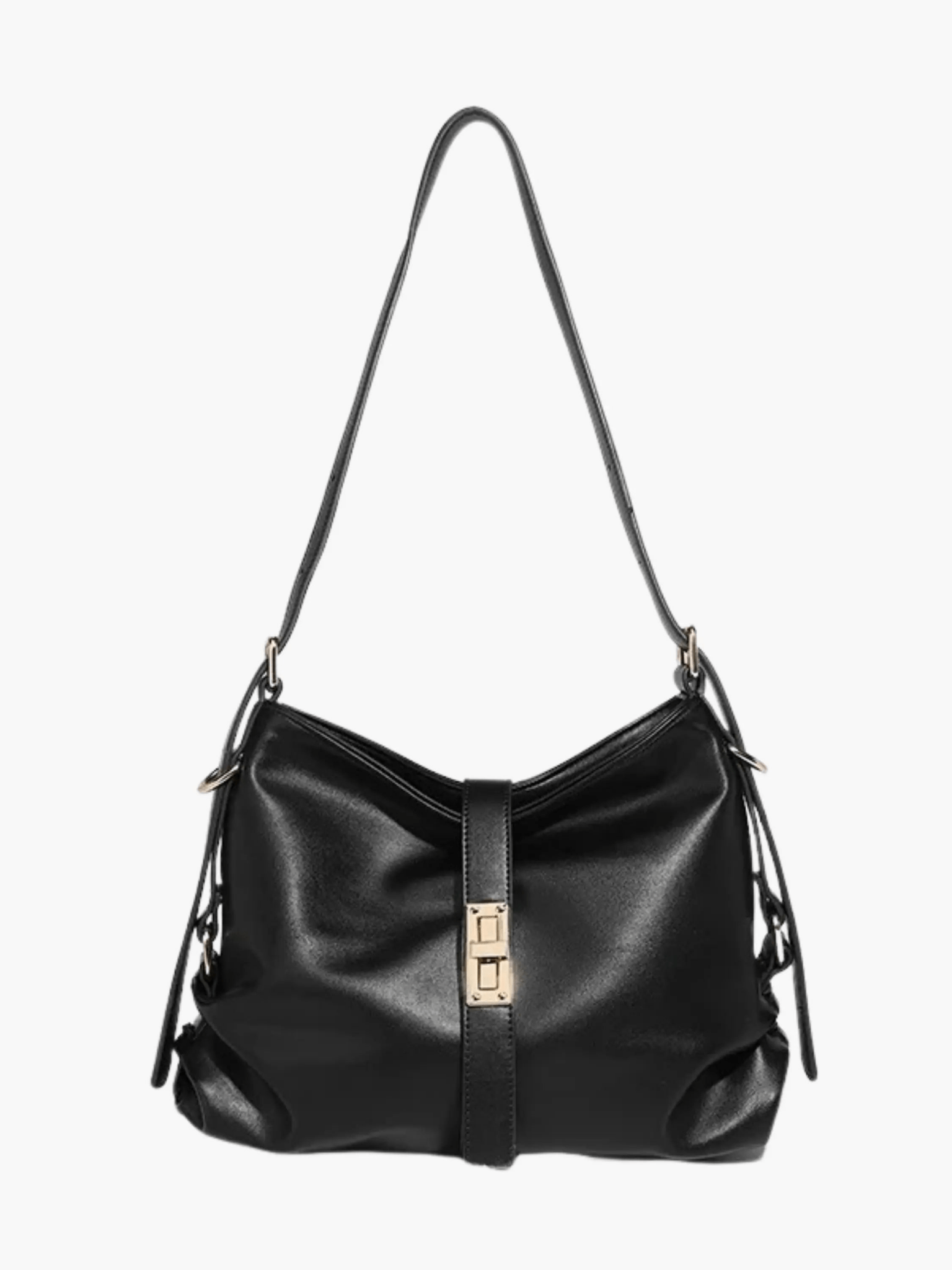 Velithra | Luxe Black Leather Shoulder Bag – Elegant & Versatile - in Black | Arvea Bags