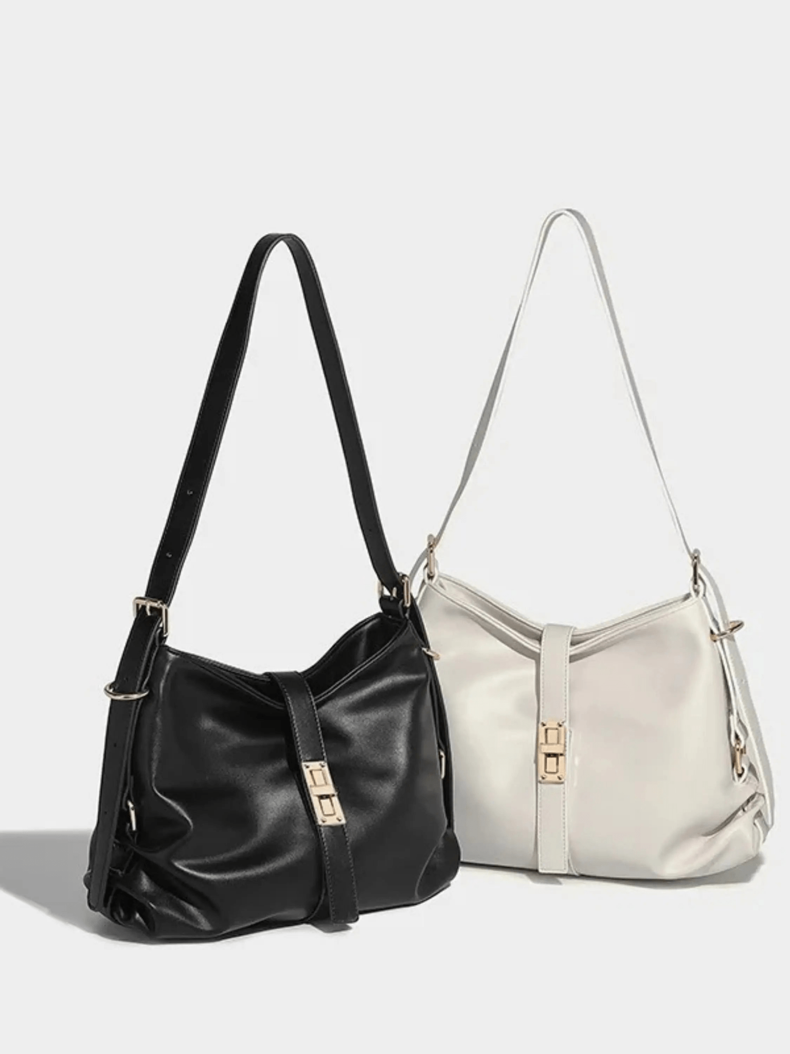 Velithra | Luxe Black Leather Shoulder Bag – Elegant & Versatile - in Black | Arvea Bags