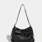 Velithra | Luxe Black Leather Shoulder Bag – Elegant & Versatile - in Black | Arvea Bags