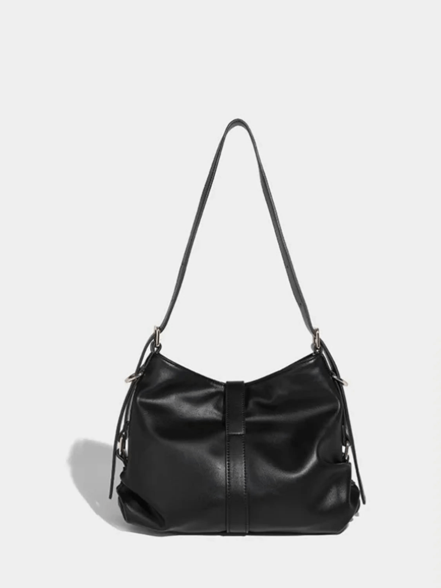 Velithra | Luxe Black Leather Shoulder Bag – Elegant & Versatile - in Black | Arvea Bags