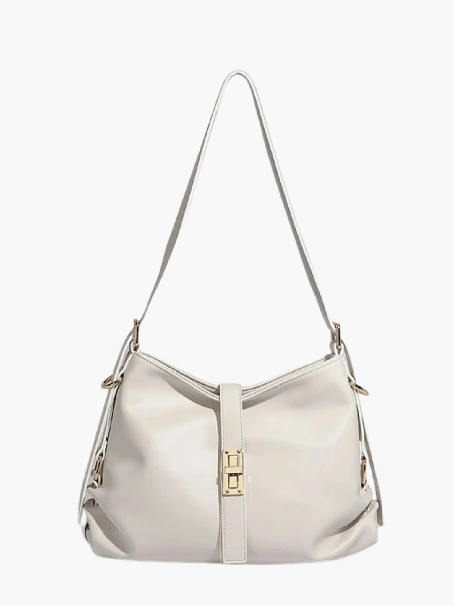 Velithra | Luxe Black Leather Shoulder Bag – Elegant & Versatile - in White | Arvea Bags