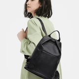 Vera | Sleek Black Drawstring Leather Backpack – Minimalist Edge - in Black | Arvea Bags