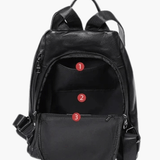 Vera | Sleek Black Drawstring Leather Backpack – Minimalist Edge - in Black | Arvea Bags