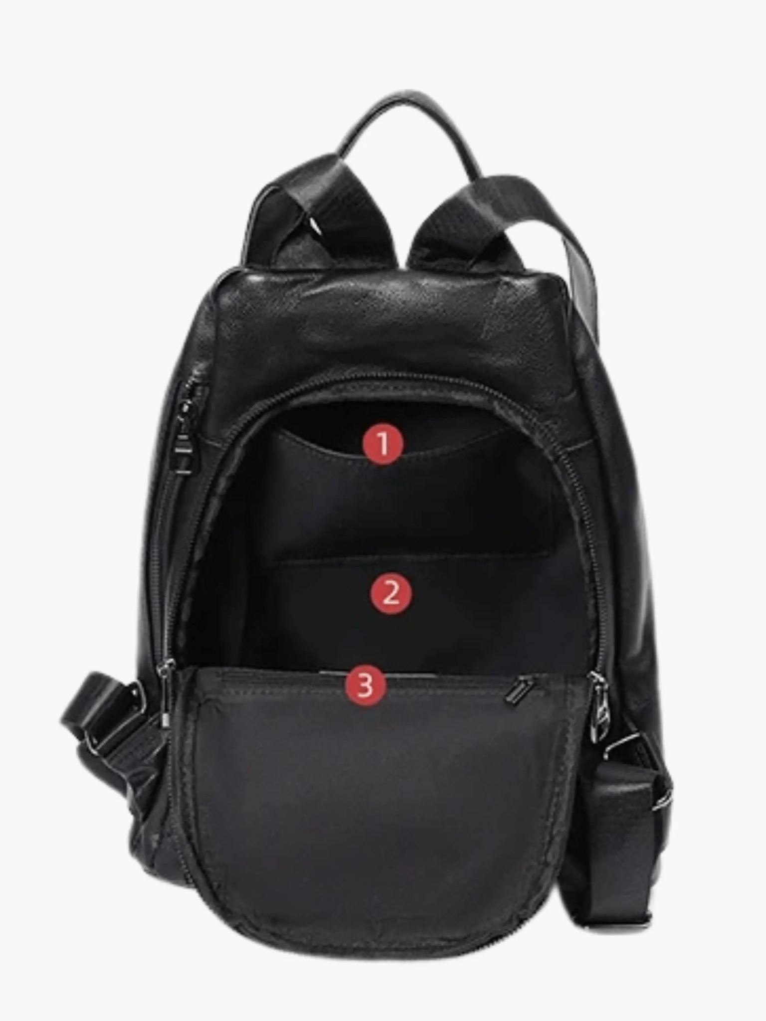 Vera | Sleek Black Drawstring Leather Backpack – Minimalist Edge - in Black | Arvea Bags