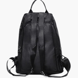 Vera | Sleek Black Drawstring Leather Backpack – Minimalist Edge - in Black | Arvea Bags