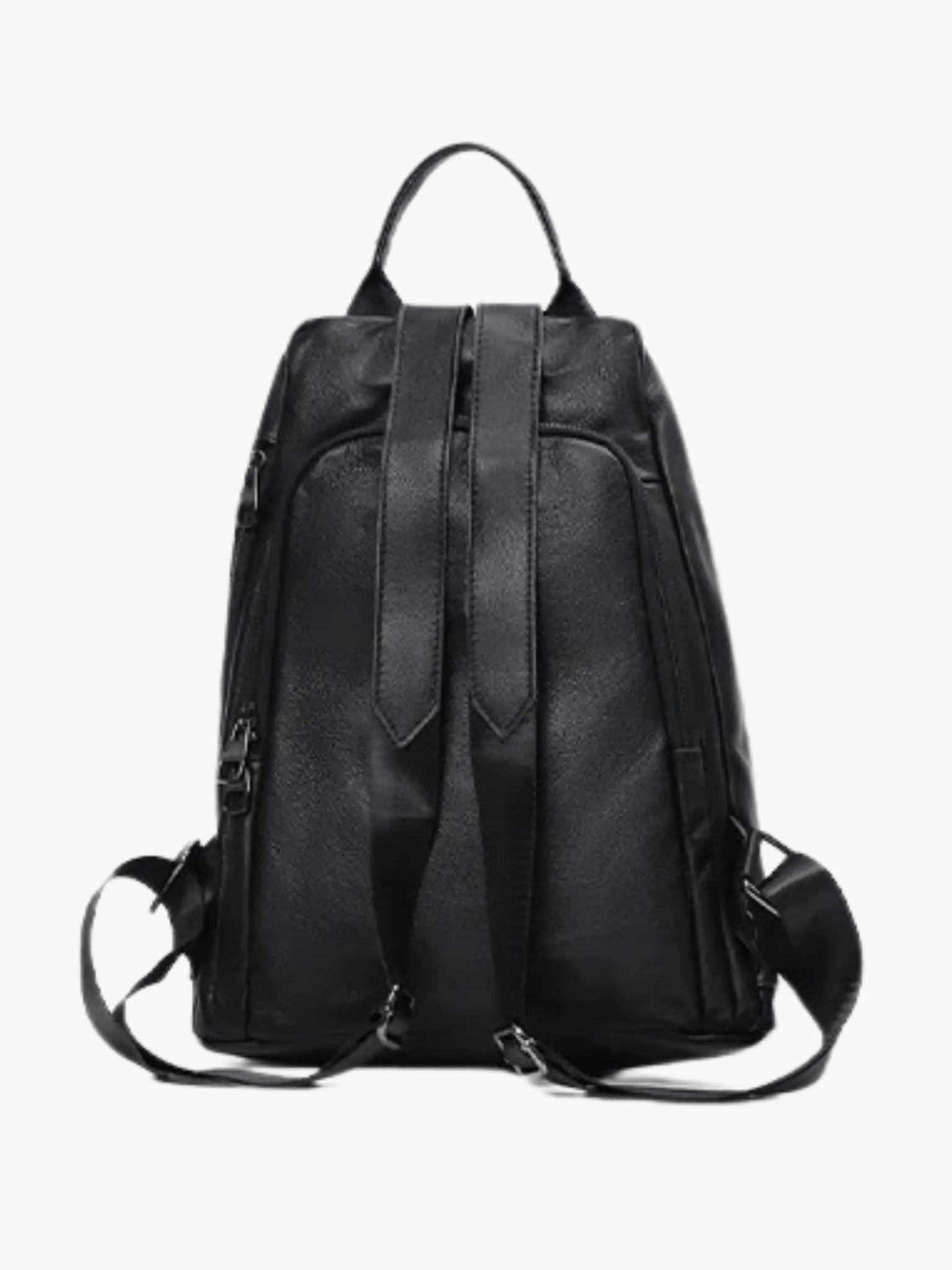 Vera | Sleek Black Drawstring Leather Backpack – Minimalist Edge - in Black | Arvea Bags