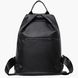 Vera | Sleek Black Drawstring Leather Backpack – Minimalist Edge - in Black | Arvea Bags