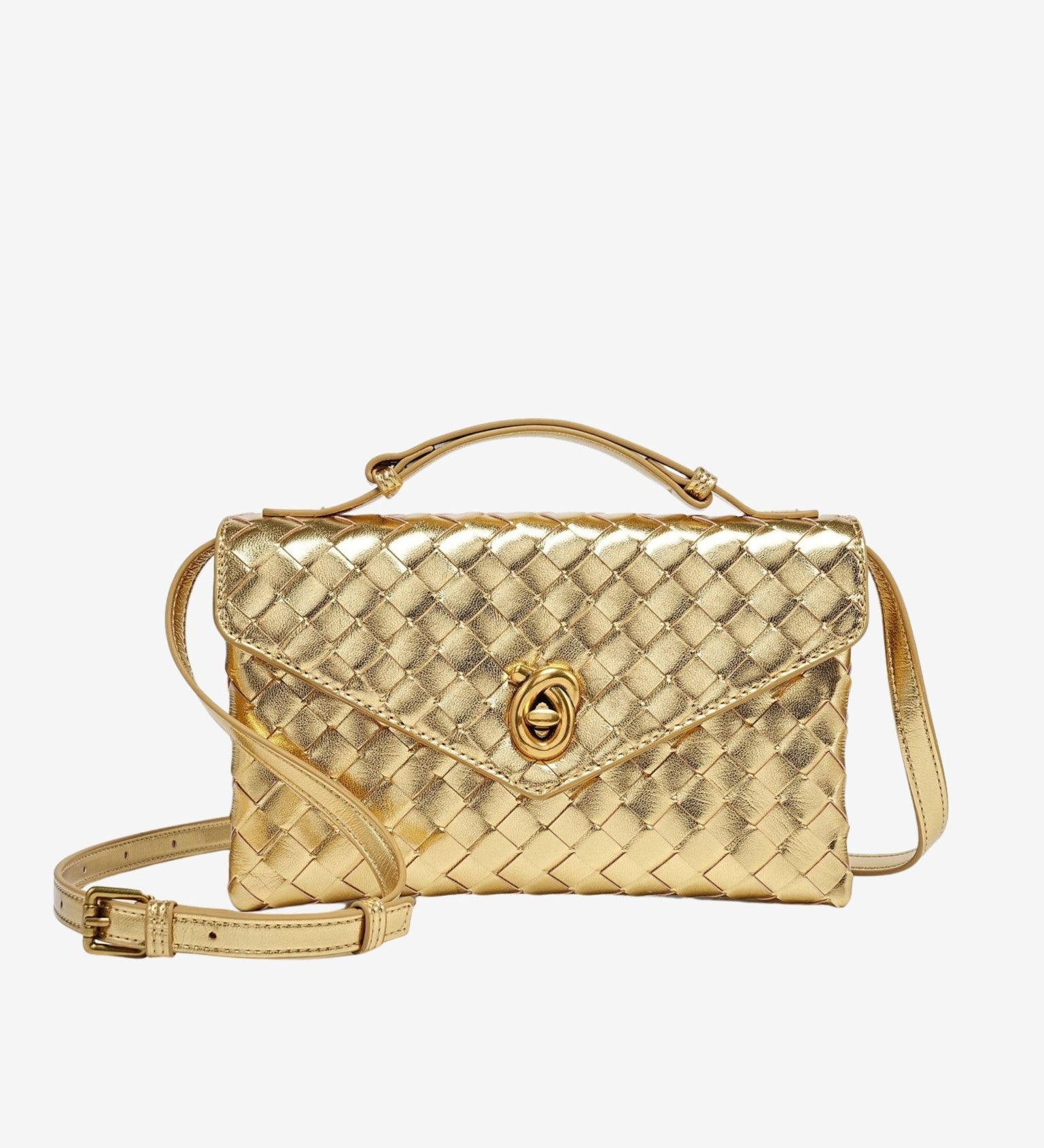 Vera Woven Crossbody Bag – Minimalist Style in a Compact Design - in Gold | Arvea Bags