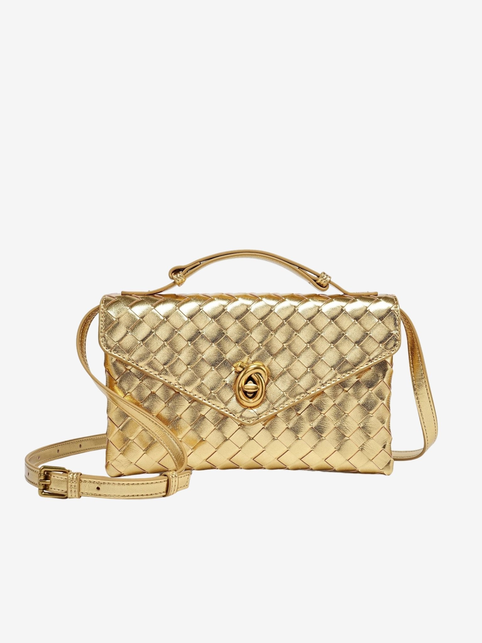 Vera Woven Crossbody Bag – Minimalist Style in a Compact Design - in Gold | Arvea Bags