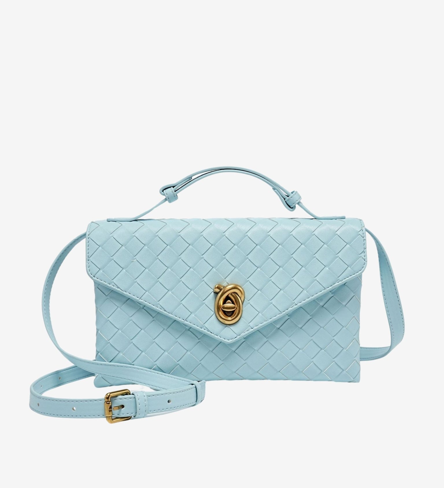 Vera Woven Crossbody Bag – Minimalist Style in a Compact Design - in Light Blue | Arvea Bags