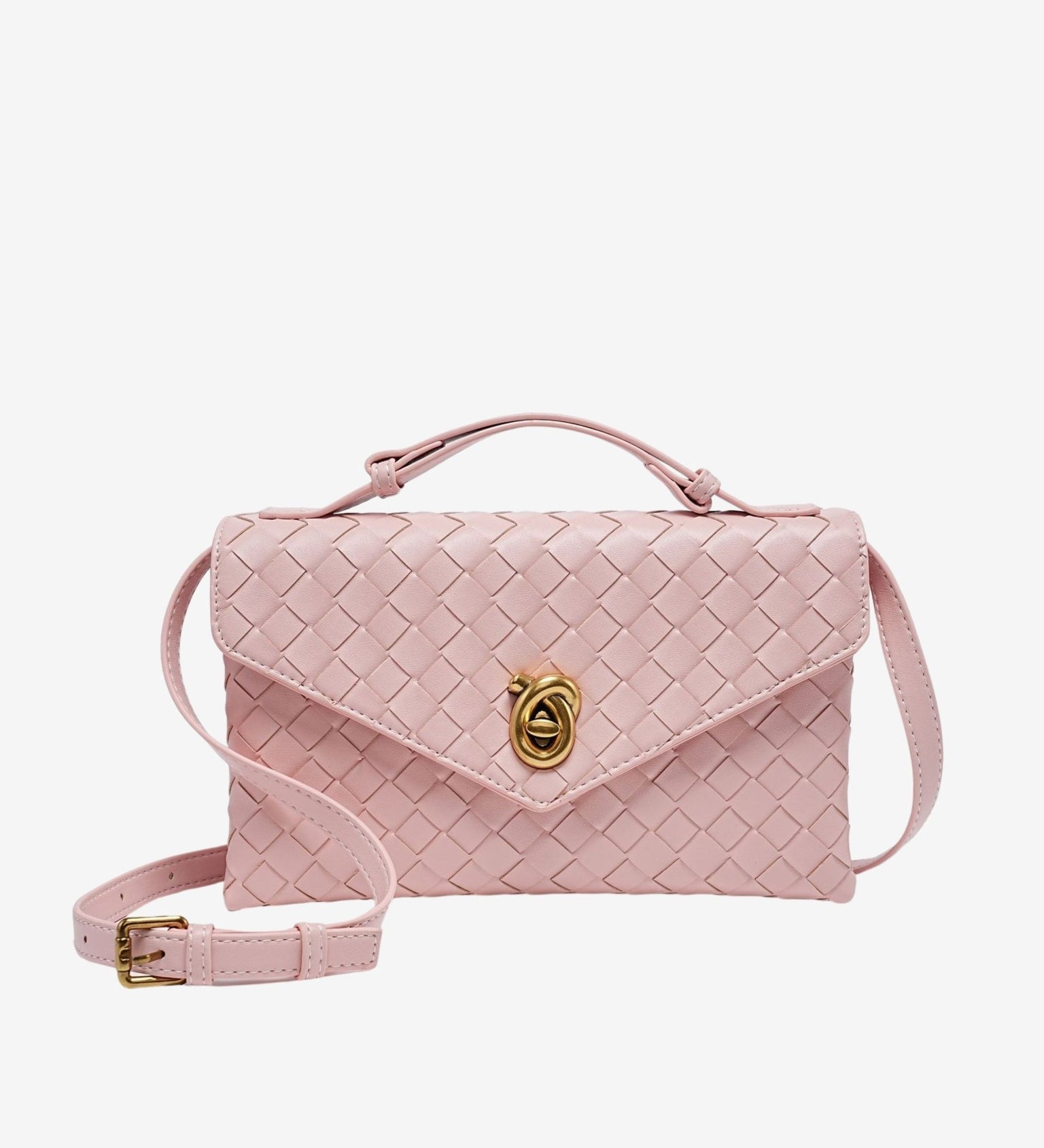 Vera Woven Crossbody Bag – Minimalist Style in a Compact Design - in Light Pink | Arvea Bags
