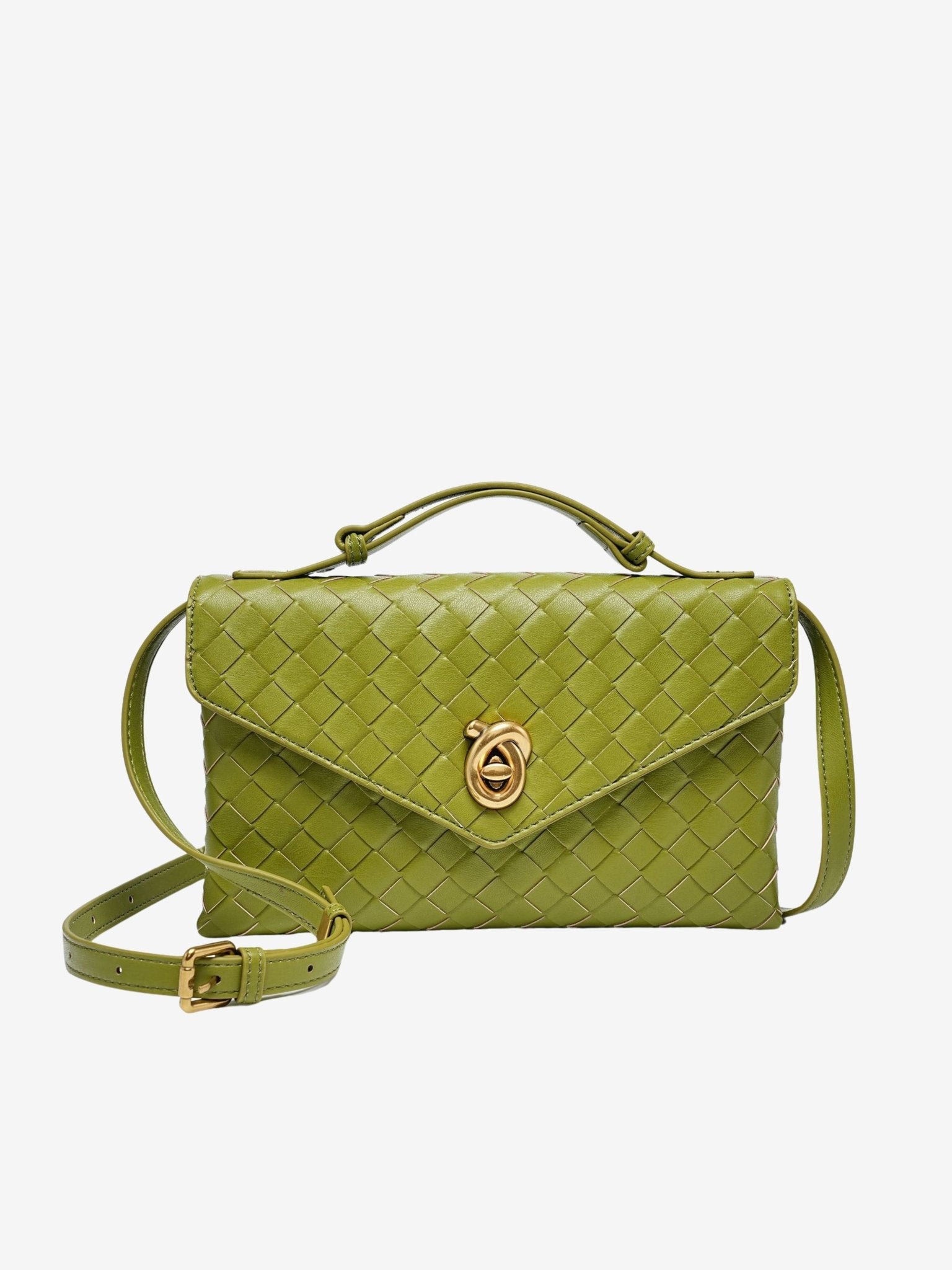Vera Woven Crossbody Bag – Minimalist Style in a Compact Design - in Olive green | Arvea Bags