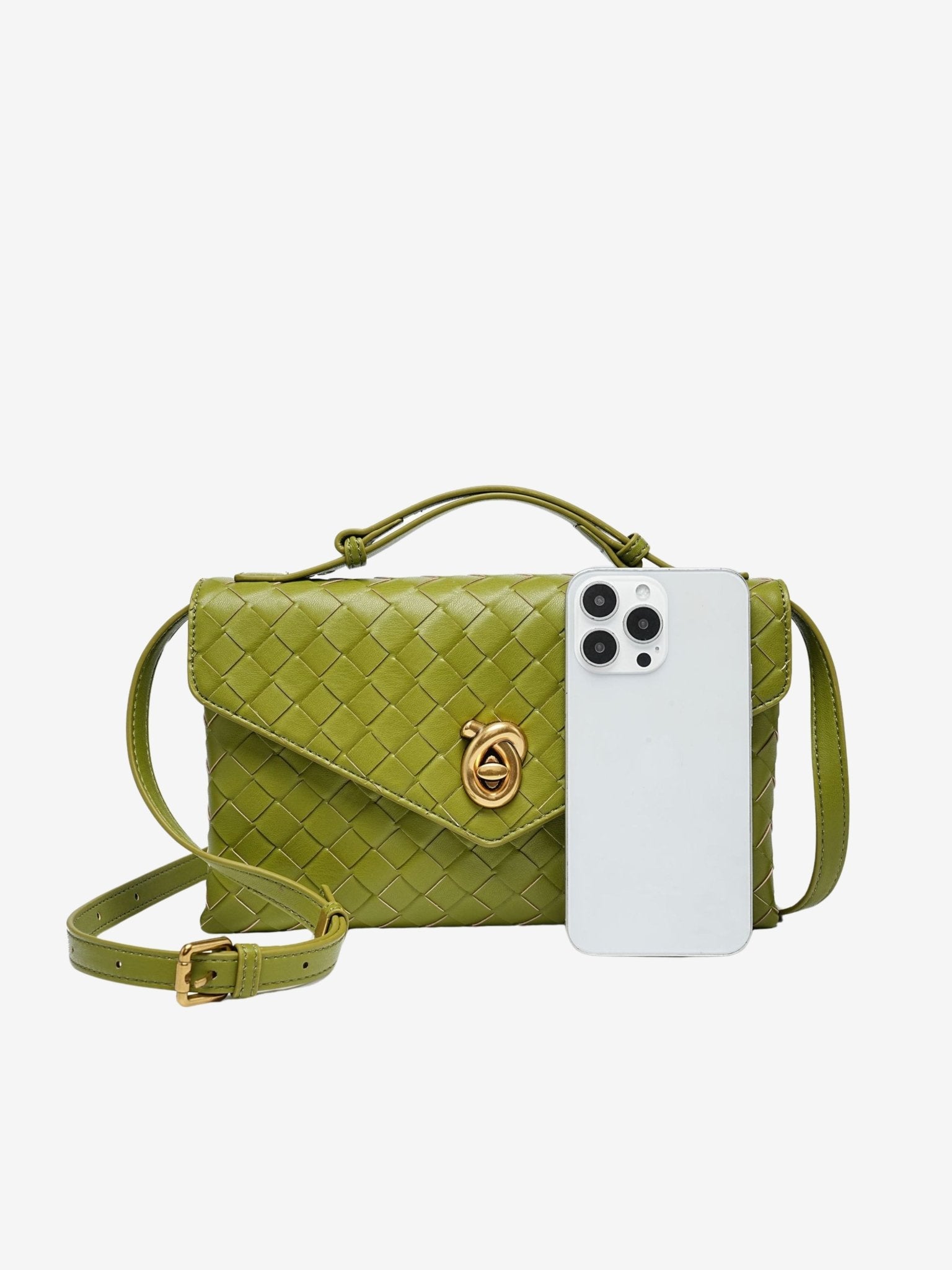 Vera Woven Crossbody Bag – Minimalist Style in a Compact Design - in Olive green | Arvea Bags