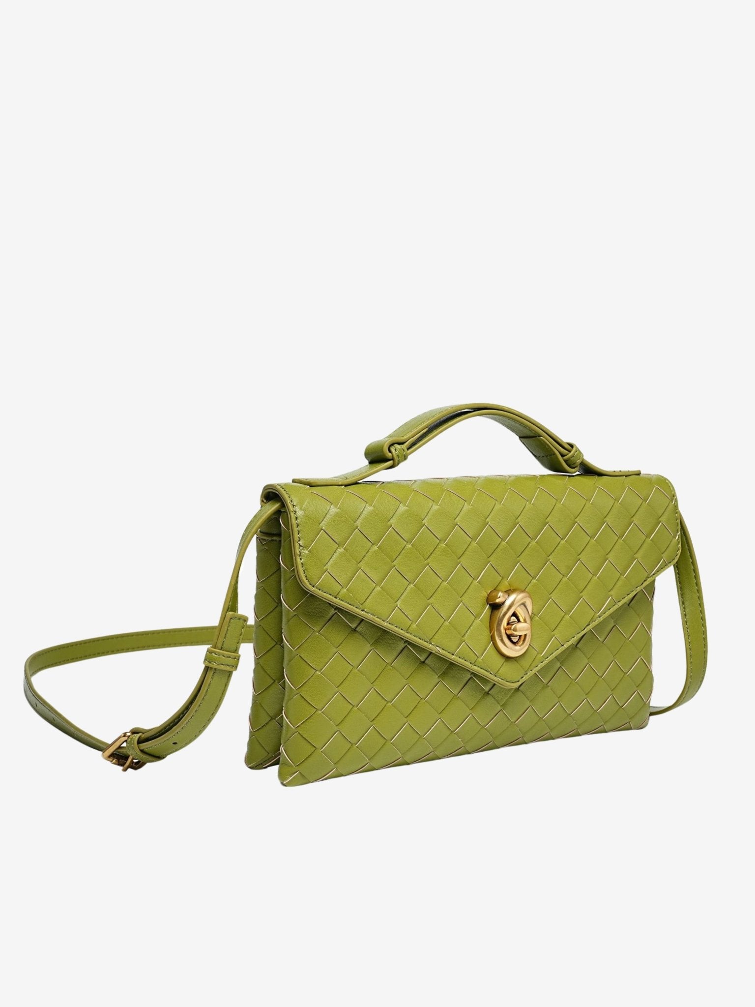Vera Woven Crossbody Bag – Minimalist Style in a Compact Design - in Olive green | Arvea Bags