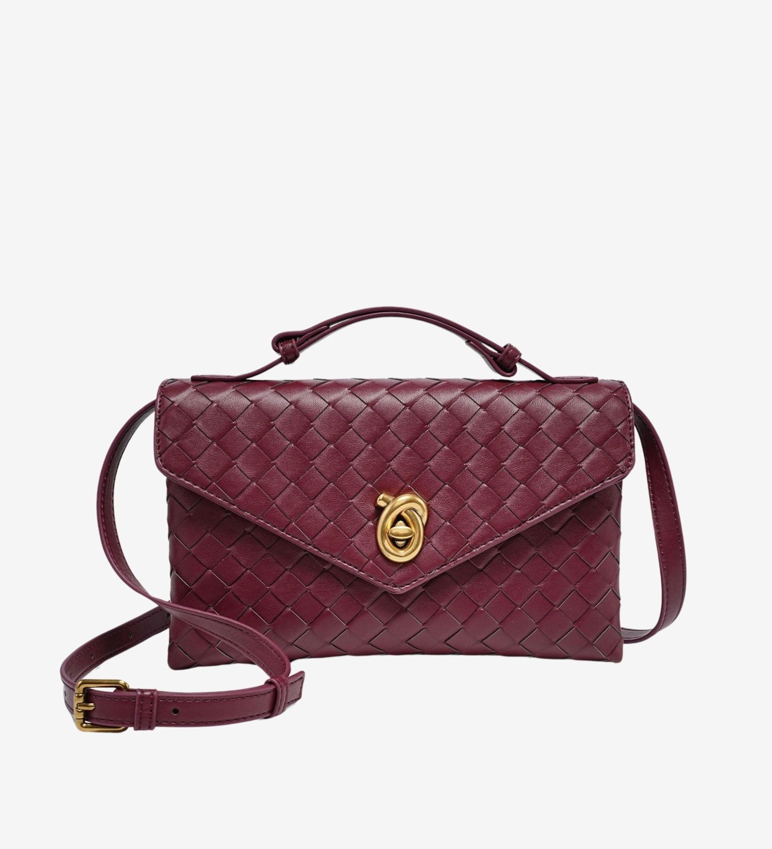 Vera Woven Crossbody Bag – Minimalist Style in a Compact Design - in Wine Red | Arvea Bags