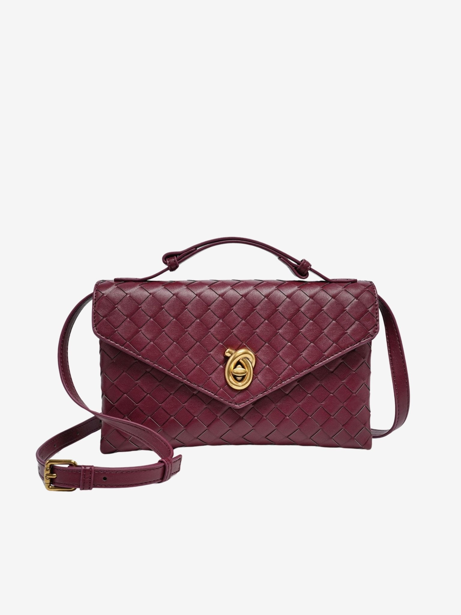 Vera Woven Crossbody Bag – Minimalist Style in a Compact Design - in Wine Red | Arvea Bags