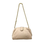 Veyndra | Black Woven Leather Chain Bag – Elegant & Chic - in Beige | Arvea Bags