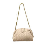 Veyndra | Black Woven Leather Chain Bag – Elegant & Chic - in Beige | Arvea Bags