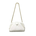 Veyndra | Black Woven Leather Chain Bag – Elegant & Chic - in Light Beige | Arvea Bags