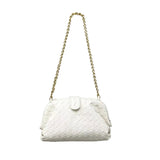 Veyndra | Black Woven Leather Chain Bag – Elegant & Chic - in Light Beige | Arvea Bags