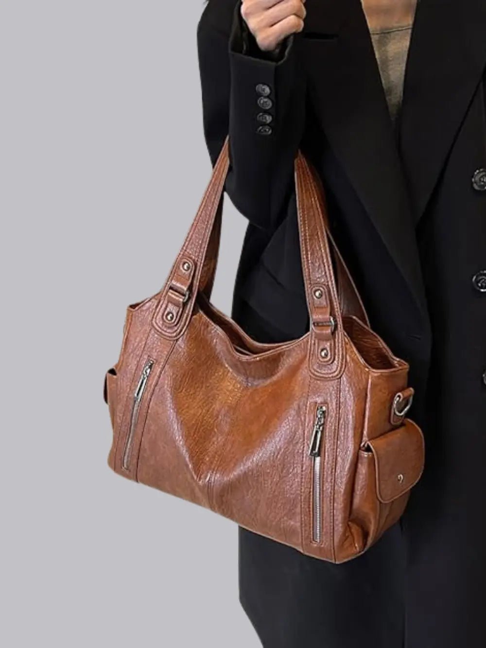 Vicky | Classic Multi - Pocket Shoulder Bag – Stylish & Versatile for Everyday Use - in Brown | Arvea Bags