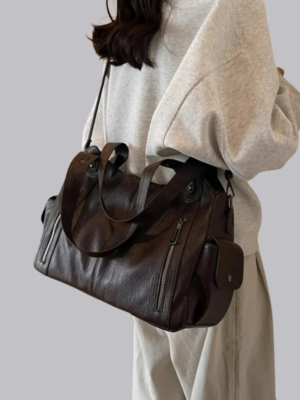 Vicky | Classic Multi - Pocket Shoulder Bag – Stylish & Versatile for Everyday Use - in Coffee | Arvea Bags