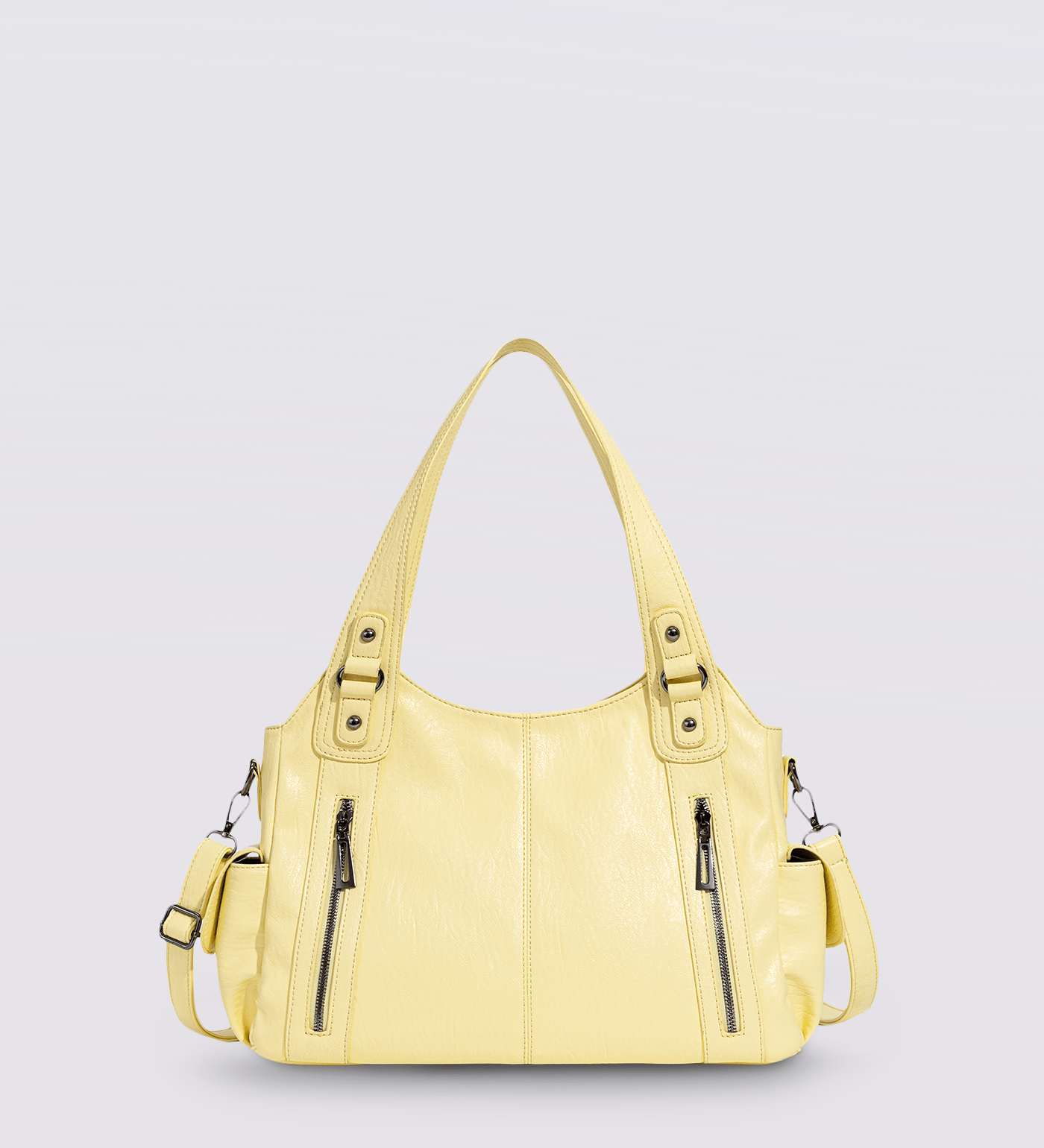 Vicky | Classic Multi - Pocket Shoulder Bag – Stylish & Versatile for Everyday Use - in Light Yellow | Arvea Bags