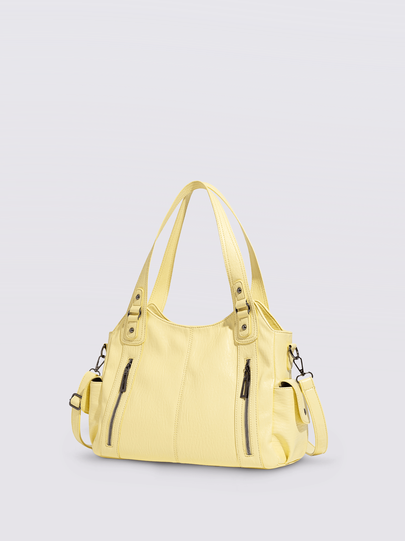 Vicky | Classic Multi - Pocket Shoulder Bag – Stylish & Versatile for Everyday Use - in Light Yellow | Arvea Bags