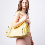 Vicky | Classic Multi - Pocket Shoulder Bag – Stylish & Versatile for Everyday Use - in Light Yellow | Arvea Bags