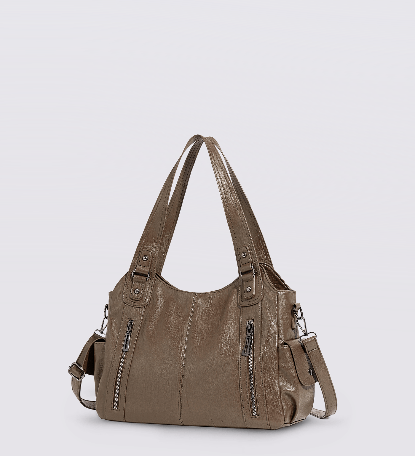 Vicky | Classic Multi - Pocket Shoulder Bag – Stylish & Versatile for Everyday Use - in Taupe | Arvea Bags