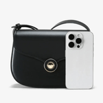Victoria | Black Leather Saddle Bag – Classic & Chic - in Black | Arvea Bags