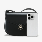Victoria | Black Leather Saddle Bag – Classic & Chic - in Black | Arvea Bags