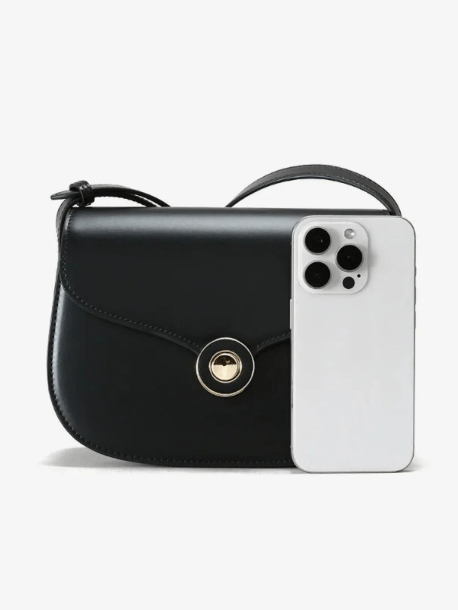 Victoria | Black Leather Saddle Bag – Classic & Chic - in Black | Arvea Bags
