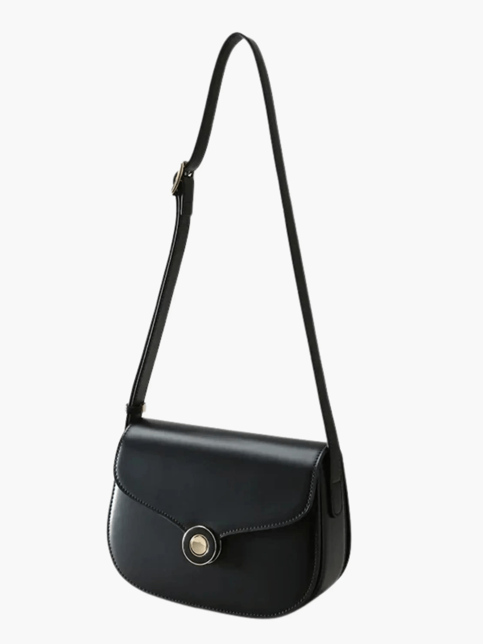Victoria | Black Leather Saddle Bag – Classic & Chic - in Black | Arvea Bags