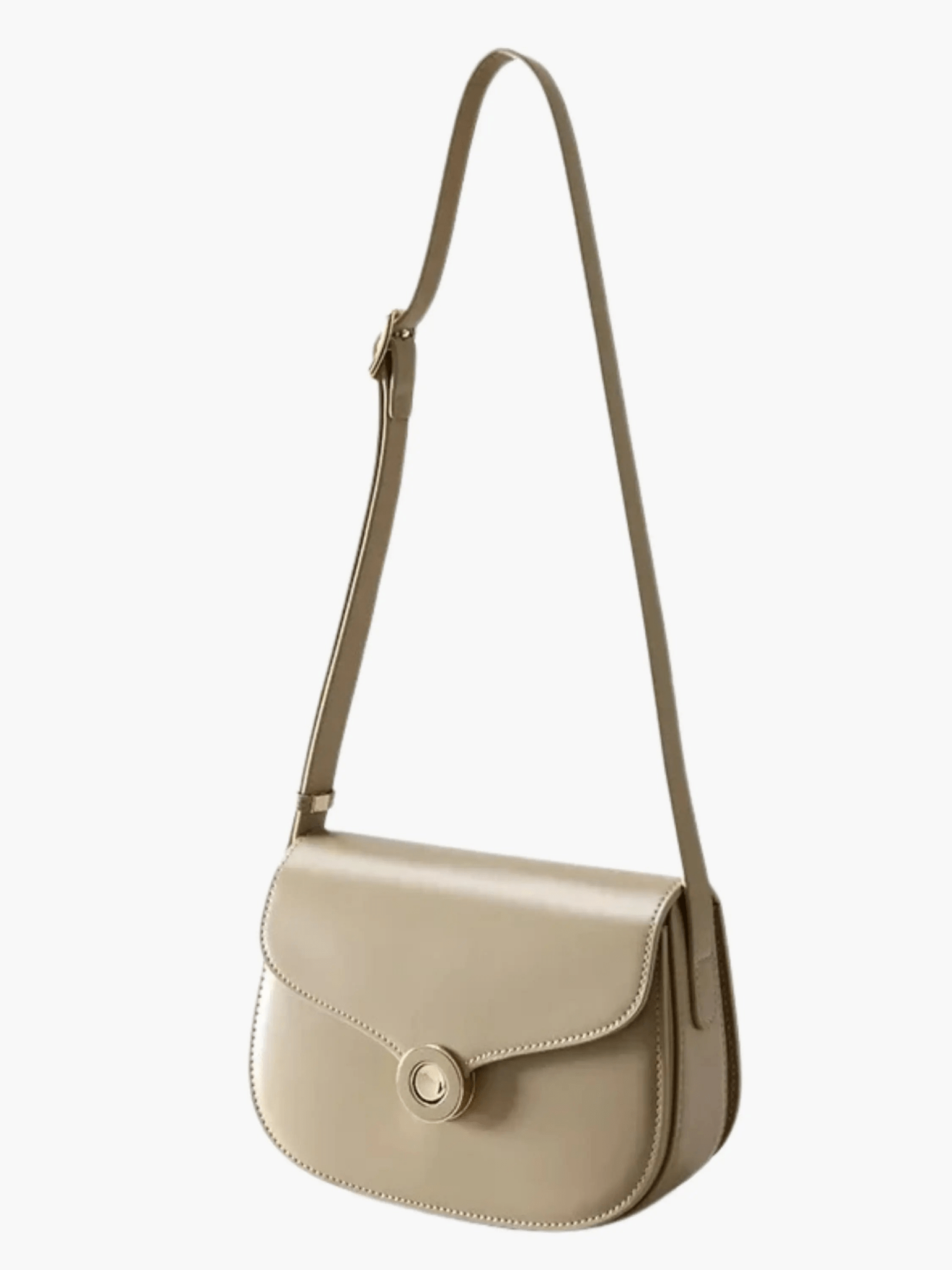 Victoria | Black Leather Saddle Bag – Classic & Chic - in Khaki | Arvea Bags