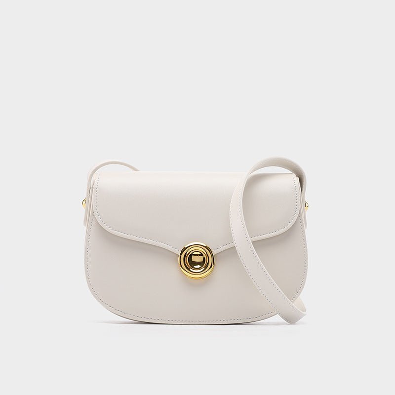Victoria | Black Leather Saddle Bag – Classic & Chic - in White | Arvea Bags