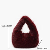 Vienna | Burgundy Faux Fur Hobo Bag – Cozy & Luxe - in Burgundy | Arvea Bags